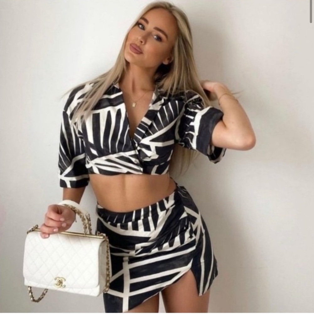 Stylish Black and White Skirt Set